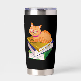 Books - Cat and Books Book Lover Gift Insulated Tumbler