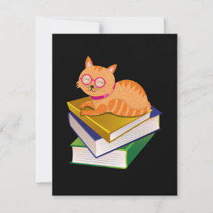 Books - Cat and Books Book Lover Gift Invitation