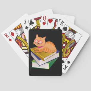 Books - Cat and Books Book Lover Gift Poker Cards