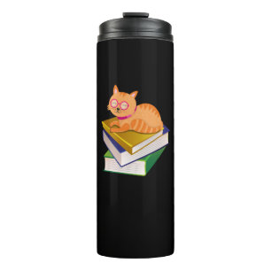 Books - Cat and Books Book Lover Gift Thermal Tumbler
