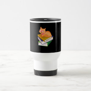 Books - Cat and Books Book Lover Gift Travel Mug