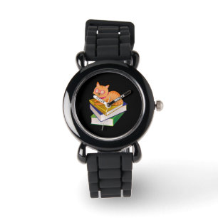 Books - Cat and Books Book Lover Gift Watch
