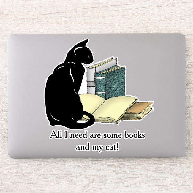 Books Cat Reading Design Contour Sticker