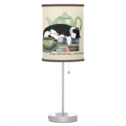 Books Cat Tea Cute Table Lamp