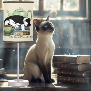 Books Cat Tea Cute Table Lamp