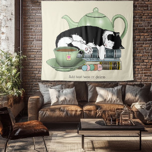 Books Cat Tea Cute Tapestry
