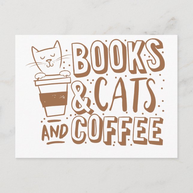 books cats and coffee postcard (Front)