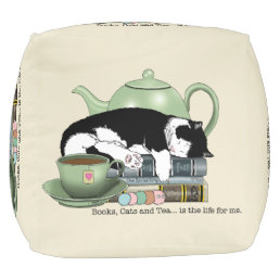 Books, Cats and Tea Pouf