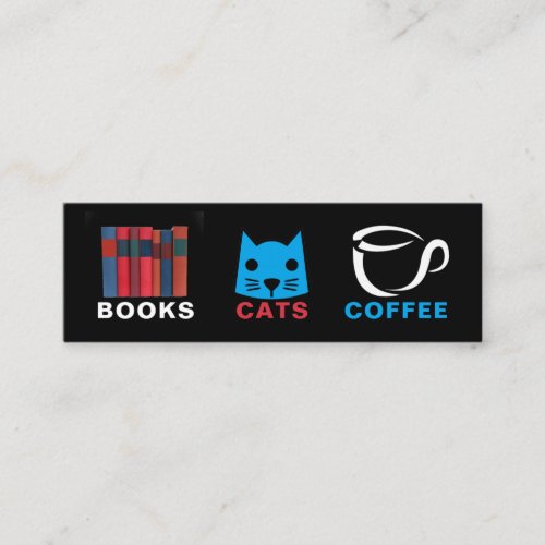 Books Cats Coffee Bookmark Mini Business Card