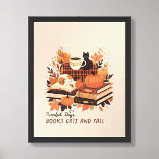 Books, Cats & Fall Poster – Cozy Autumn Wall Art