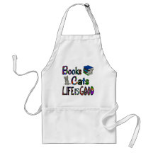Books Cats Life is Good Apron