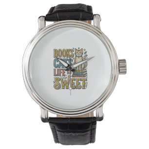 Books Cats Life Is Sweet Vintage Cat Reader Design Watch