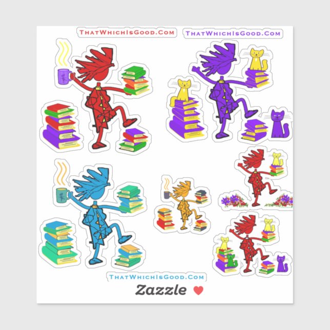 Books Cats Mug Collection Sticker (Sheet)