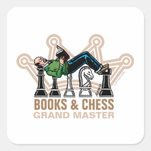 Books & Chess Grand Master Square Sticker