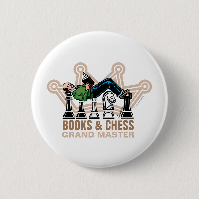 Books & Chess Grandmaster Button (Front)