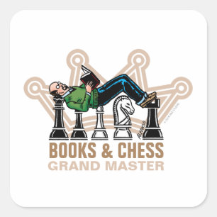 Books & Chess Grandmaster Square Sticker