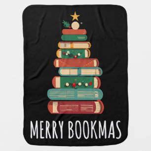 Books Christmas Tree Merry Bookmas Baby Blanket