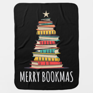 Books Christmas Tree Merry Bookmas Baby Blanket