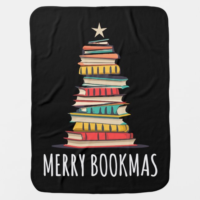 Books Christmas Tree Merry Bookmas Baby Blanket (Front)