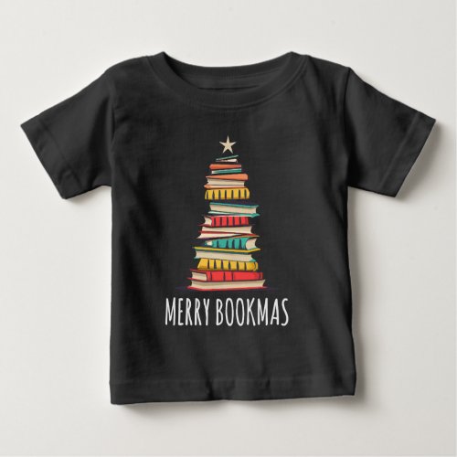 Books Christmas Tree Merry Bookmas Baby T_Shirt