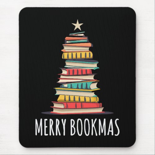 Books Christmas Tree Merry Bookmas Mouse Pad
