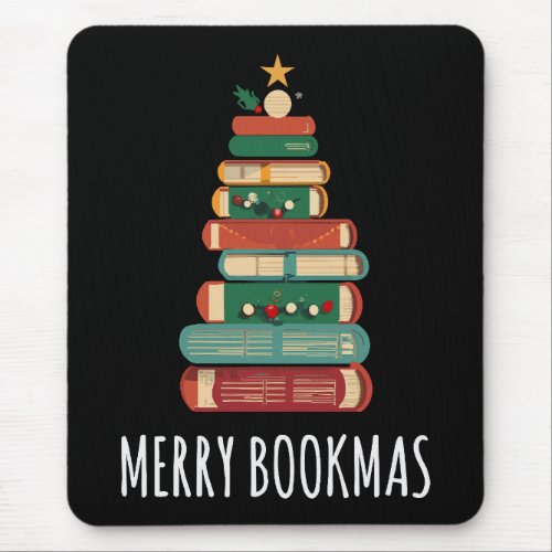 Books Christmas Tree Merry Bookmas Mouse Pad