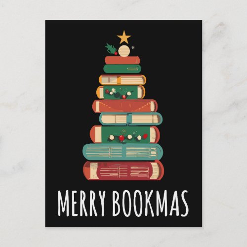Books Christmas Tree Merry Bookmas Postcard