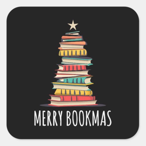 Books Christmas Tree Merry Bookmas Square Sticker