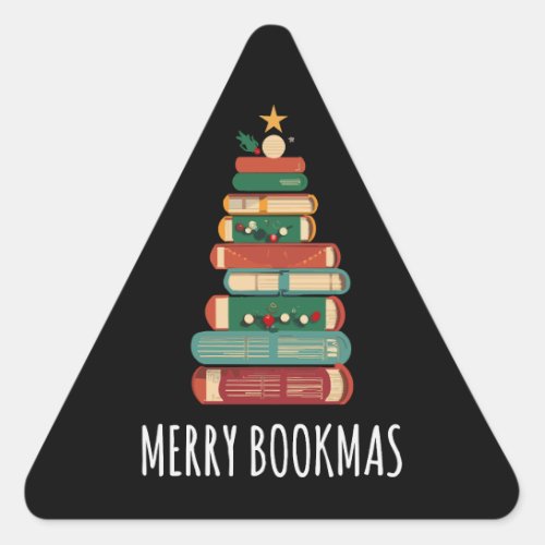 Books Christmas Tree Merry Bookmas Triangle Sticker