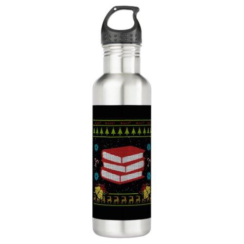 books christmas ugly sweater design librarian book stainless steel water bottle