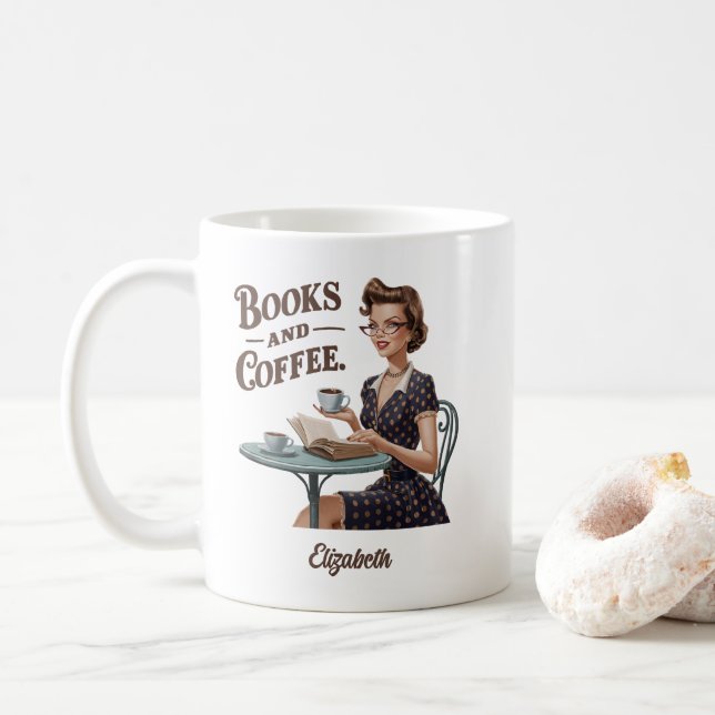 Books & Coffee Book Lover Quote Coffee Mug (With Donut)