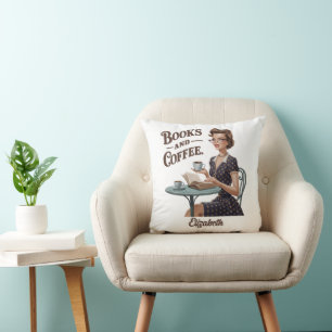 Books & Coffee Book Lover Quote Throw Pillow