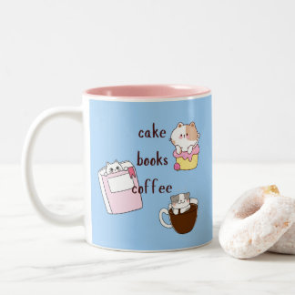 Books Coffee Cats Two-Tone Coffee Mug