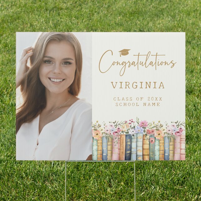 Books Congratulations Sign (Books Wildflower Graduation Congratulations Yard Sign by Painted Paperie
)