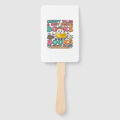 Books Creepy Tales Ghost Reading Spider Web Bats Hand Fan