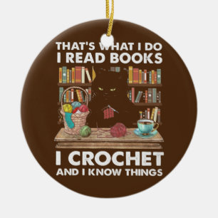 Books Crochet Ceramic Ornament