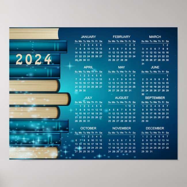Books Design 2024 Wall Calendar Poster