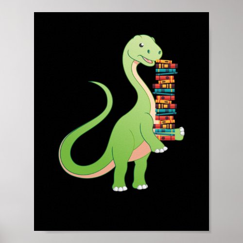 Books Dino Reading Book Literature Poster