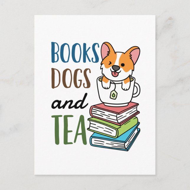 Books Dogs and Tea Weekend Reading Postcard (Front)