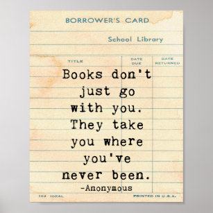 Books Don't Just Go With You Quote Wall Art