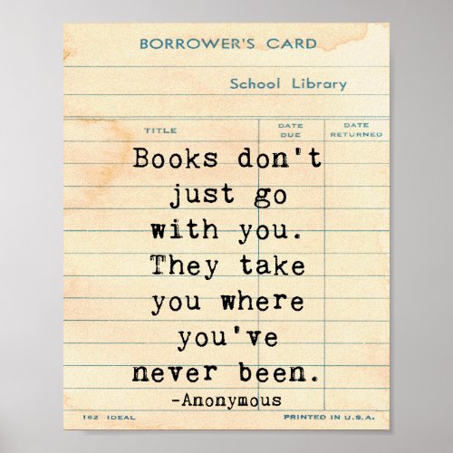 Books Dont Just Go With You Quote Wall Art