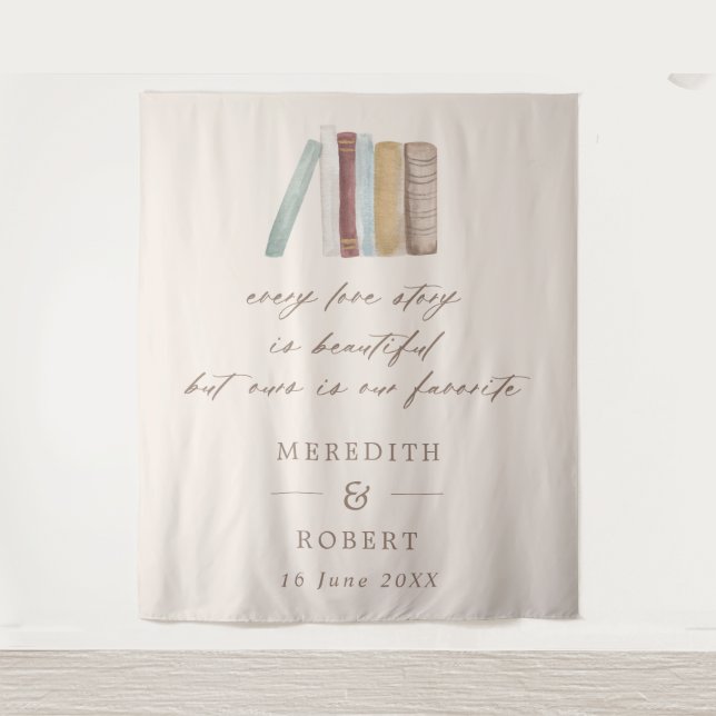 Books Every Love Story Wedding Ceremony Backdrop (Front)