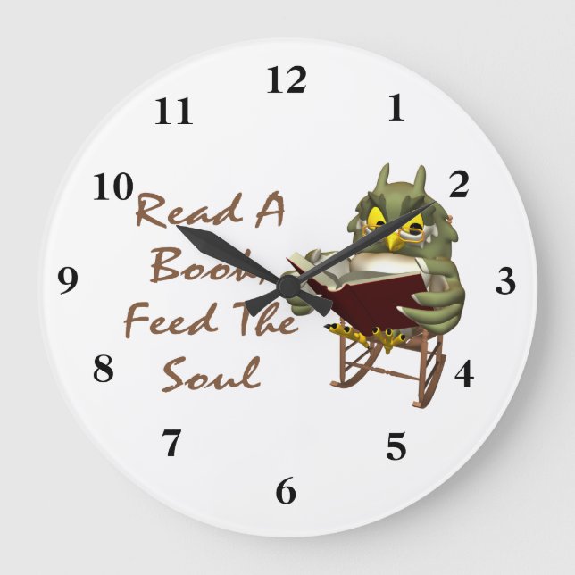 Books Feed The Soul Wise Owl Large Clock (Front)