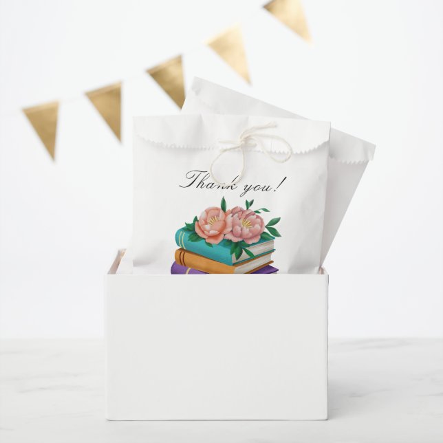Books Floral Bridal Shower Thank you Favor Bag (Party)