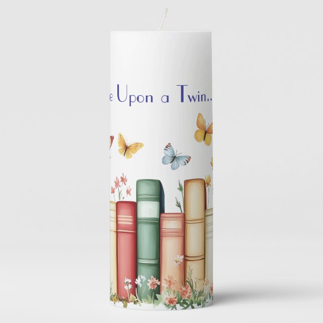 Books, Flowers, Butterflies  Pillar Candle (Front)