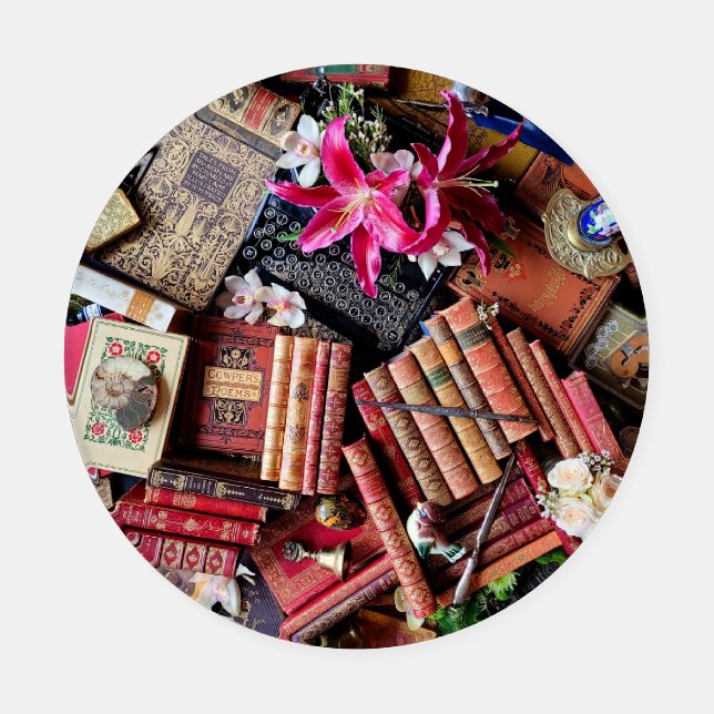 Books & Flowers for Maximalist Book Lovers Coaster Set (Single)