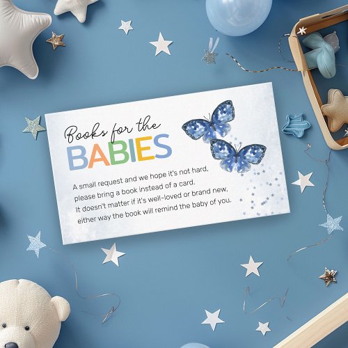 Books for Babies Blue Butterflies Twins Shower Enclosure Card