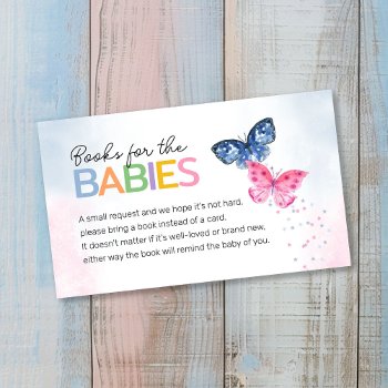 Books For Babies Butterflies Twins Baby Shower Enclosure Card by daisylin712 at Zazzle