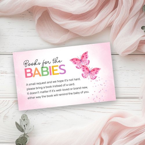Books for Babies Pink Butterflies Twins  Enclosure Card