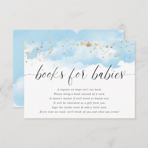 Books for babies twin boys watercolor blue gold enclosure card